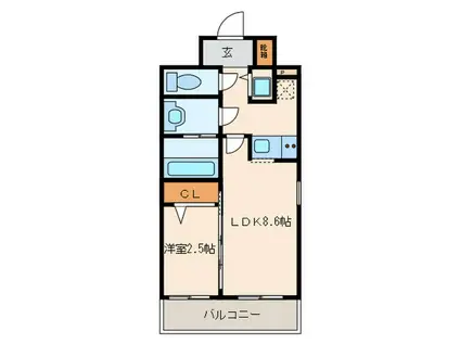 エトワール学研都市(1LDK/9階)の間取り写真