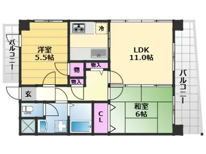 SHRIKE96(2LDK/9階)の間取り写真