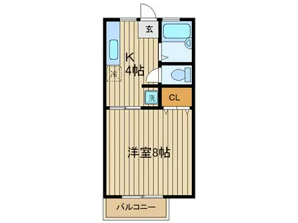 ブランシェスリー(1K/1階)の間取り写真