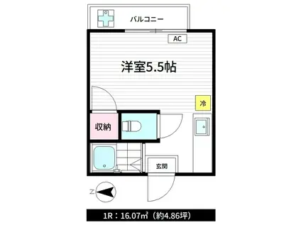 コーポノムラ(ワンルーム/2階)の間取り写真