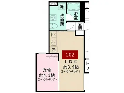 CASA PIAZZA 目黒大岡山(1LDK/2階)の間取り写真