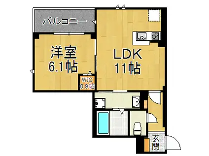 レガリア東園田(1LDK/3階)の間取り写真