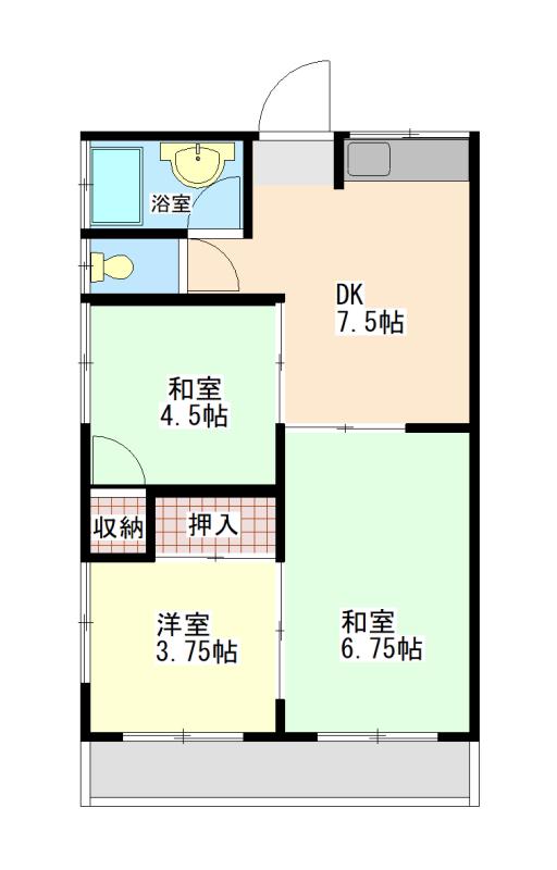ララハイム田上(3DK/1階)の間取り写真