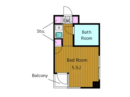 スカイコート駒沢(ワンルーム/2階)の間取り写真