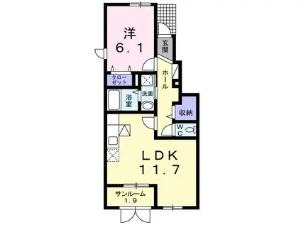 ベルマネーレII(1LDK/1階)の間取り写真