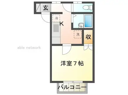 プレステージT2(1K/1階)の間取り写真