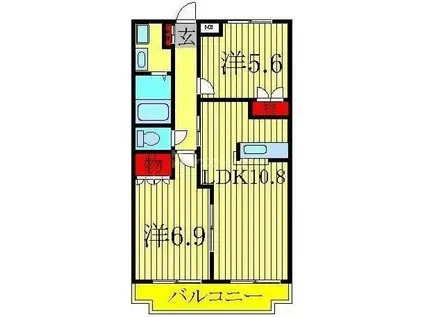 フォールバレー(2LDK/1階)の間取り写真