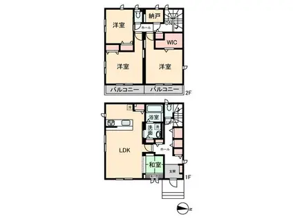HEIM C(3SLDK/1階)の間取り写真