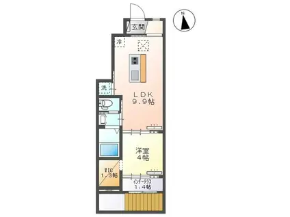 エスポア森本V(1LDK/1階)の間取り写真
