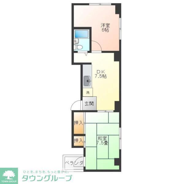 アーバン寺町(2DK/3階)の間取り写真