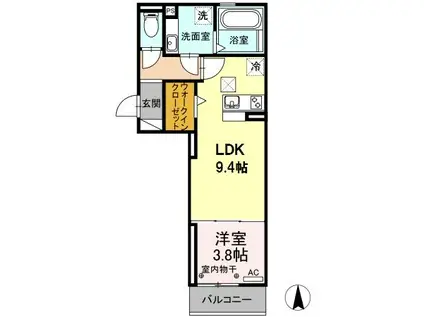 グランドソレイユII(1LDK/1階)の間取り写真