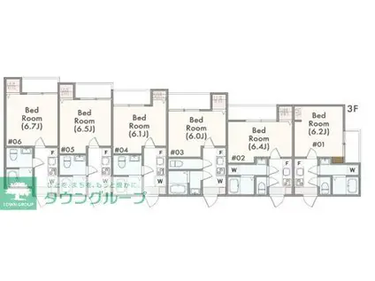 アザーレ・ソラ海老名(1K/3階)の間取り写真