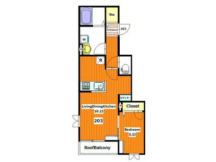 ラウレア ラヴェ(1LDK/2階)の間取り写真