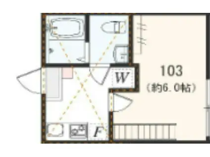 アザーレ・キュリオス中央林間(1K/1階)の間取り写真