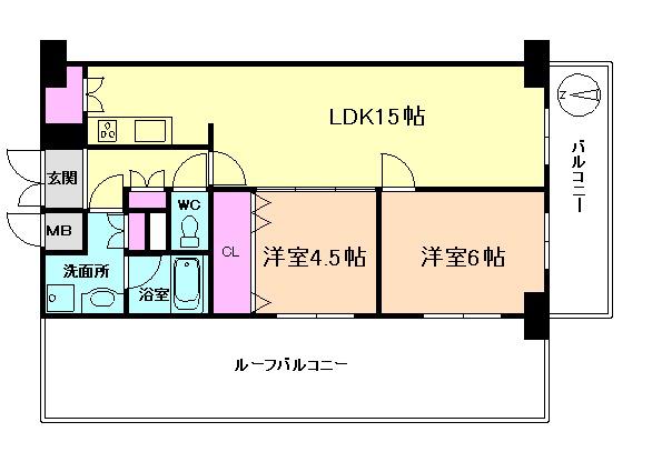 ユニハイム池田(2LDK/5階)の間取り写真