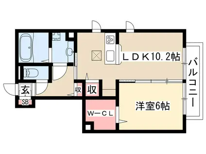 ラ・フェリシス(1LDK/1階)の間取り写真