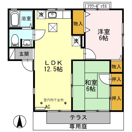 セジュール竹内A(2LDK/1階)の間取り写真
