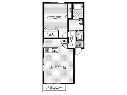 ディアスSB(1LDK/2階)の間取り写真