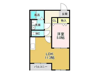 ハートフルマンション ルージュ(1LDK/3階)の間取り写真