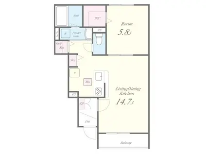 ガレリア上鷺(1LDK/1階)の間取り写真