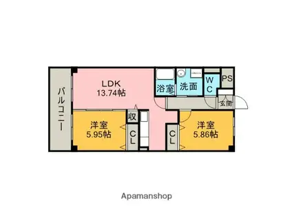 LAKE PROUD(2LDK/1階)の間取り写真