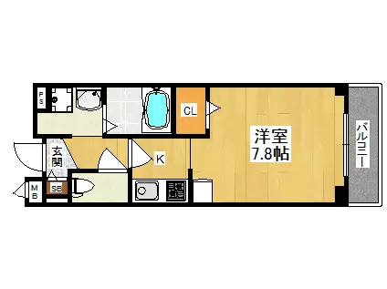 ラポール2(ワンルーム/2階)の間取り写真