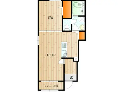 レ・セーナ(1LDK/1階)の間取り写真