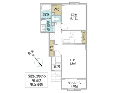 パルミローゼ II(1LDK/1階)の間取り写真