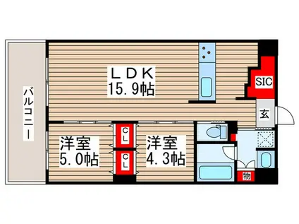 アートレジデンスインおおたかの森(2LDK/3階)の間取り写真