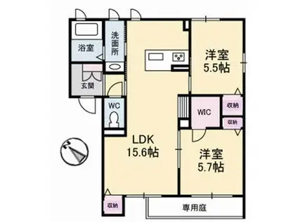 ラフィーネ高須(2LDK/1階)の間取り写真