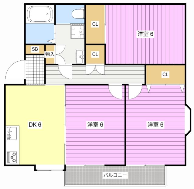 パールハウス C(3DK/2階)の間取り写真