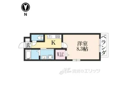 サクシード稲荷1ST(1K/4階)の間取り写真