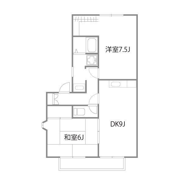 フレマリール桜ヶ丘B(2DK/1階)の間取り写真