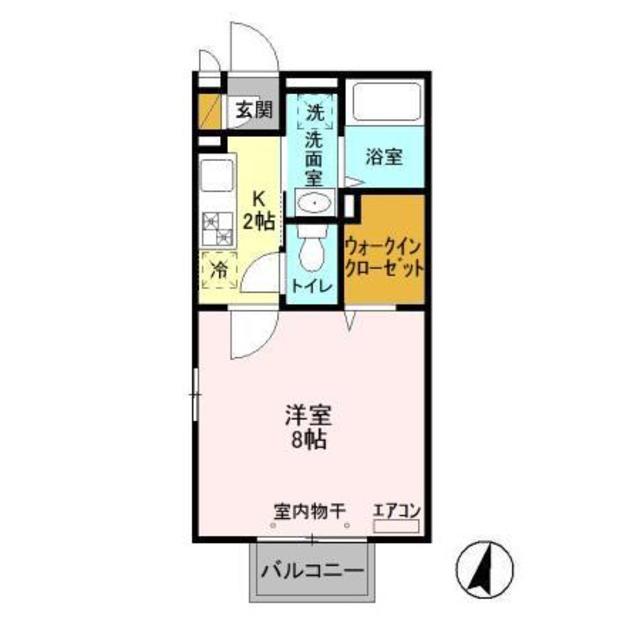 ベルハイム(1K/2階)の間取り写真