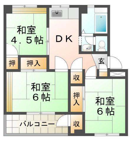 東垂水南(3DK/3階)の間取り写真