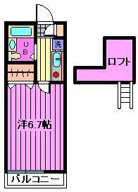 ロイヤルヒルズ(1K/2階)の間取り写真