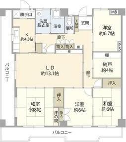 納屋橋マンションA棟(4SLDK/10階)の間取り写真