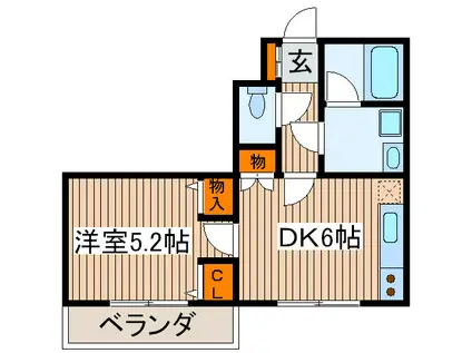 ヴィラ・ルピナス(1DK/2階)の間取り写真