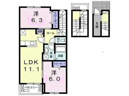 ラ エテルノ ステラ(2LDK/3階)の間取り写真