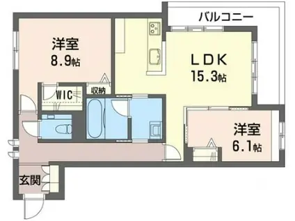 ウィズ プラス 千川 イースト(2LDK/2階)の間取り写真
