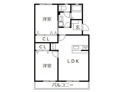 曰佐ビル(2LDK/3階)の間取り写真