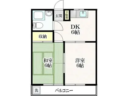 ハイツ山際(2DK/2階)の間取り写真