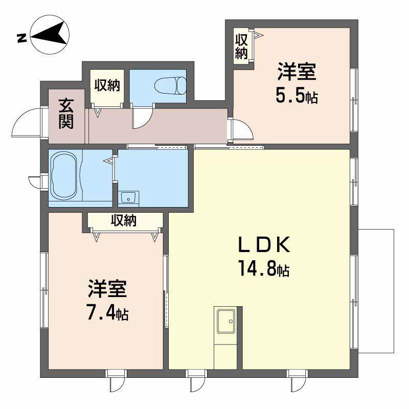 ヴェルドミール西浜(2LDK/1階)の間取り写真