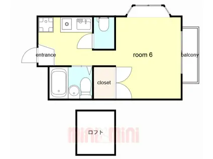 シャンブレット(ワンルーム/1階)の間取り写真