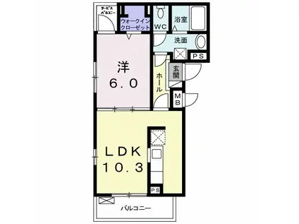 シャルドネII(1LDK/2階)の間取り写真
