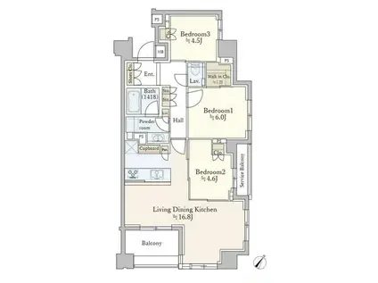 パークホームズ本郷ザレジデンス(3LDK/4階)の間取り写真