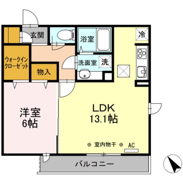 ハーネ・ユーエム・希望ヶ丘(1LDK/1階)の間取り写真