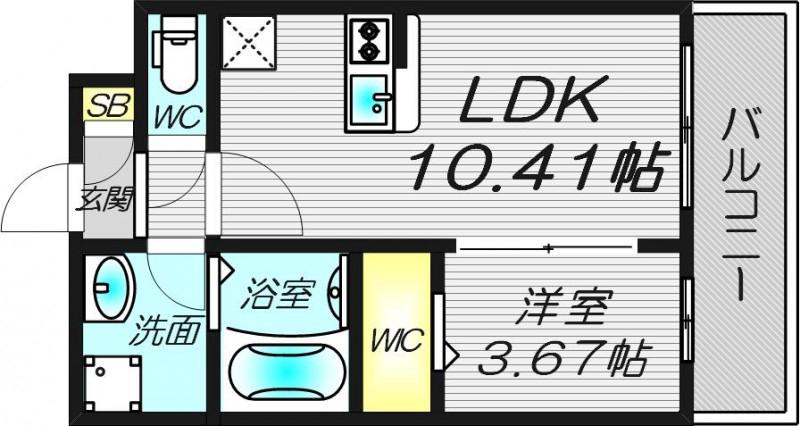 エスグランデ中崎町(1LDK/5階)の間取り写真