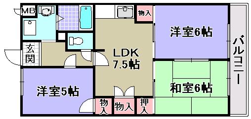 ライトパティオ和泉(3LDK/1階)の間取り写真