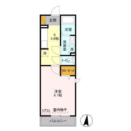 アルシオーネ(1K/2階)の間取り写真
